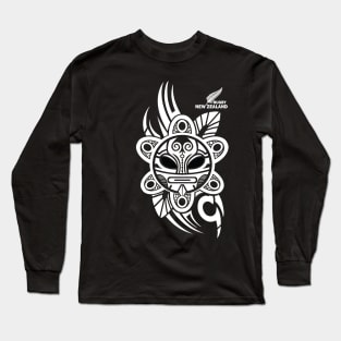 All Blacks Rugby New Zealand Maori White Tattoo Warrior Mask Long Sleeve T-Shirt